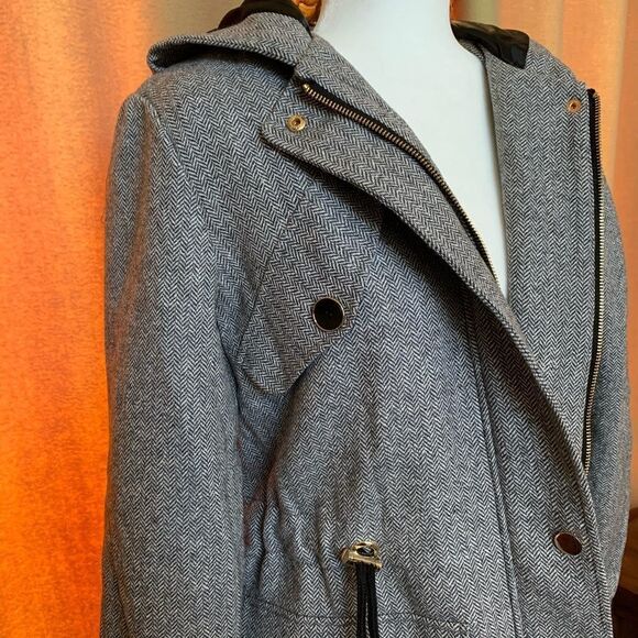 Badgley Mischka Grey Utilitarian Coat - Picture 3 of 8